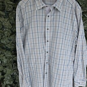 Nautica Men's Plaid Button-Down Shirt - White & Blue